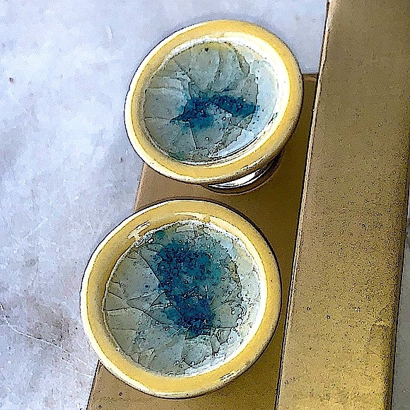 INSTANT FURNITURE UPDATE KNOBS PULLS TURQUOISE ABSTRACT CENTER SET OF 4 NIB - Picture 5 of 8